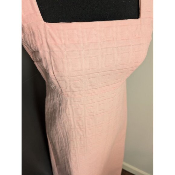 Vintage 60's Handmade Pink Textured Sleeveless Square Neck Maxi Dress - Picture 2 of 8